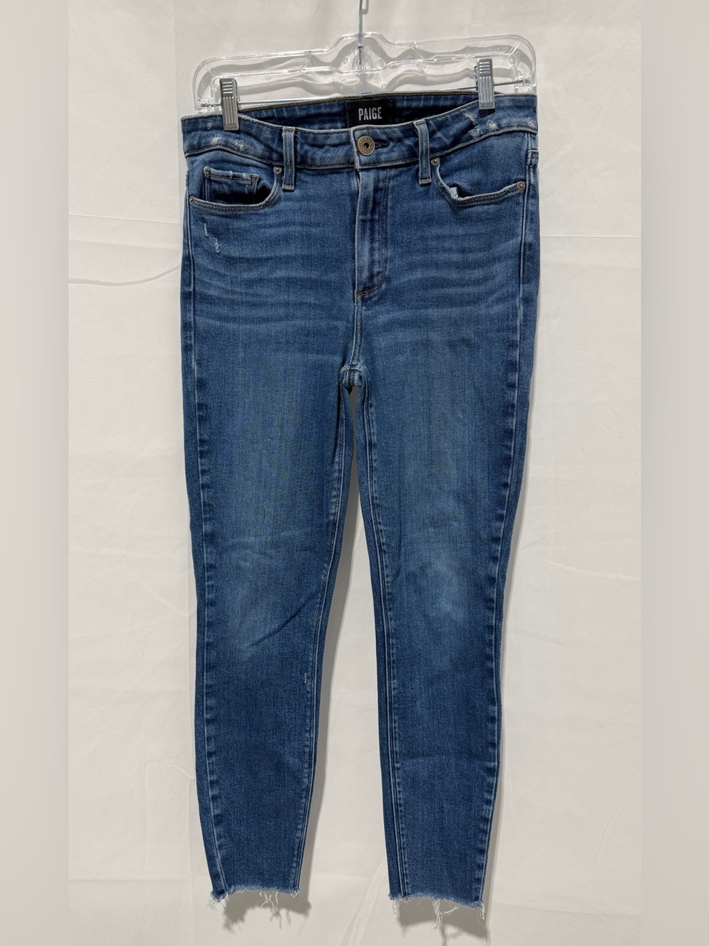 Paige Hoxton Ankle W/Raw Hem High Rise Skinny Cropped Blue Size 29